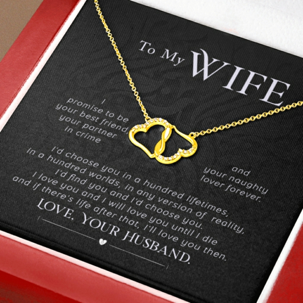 Solid 10k gold "Forever Our Hearts Together" Necklace